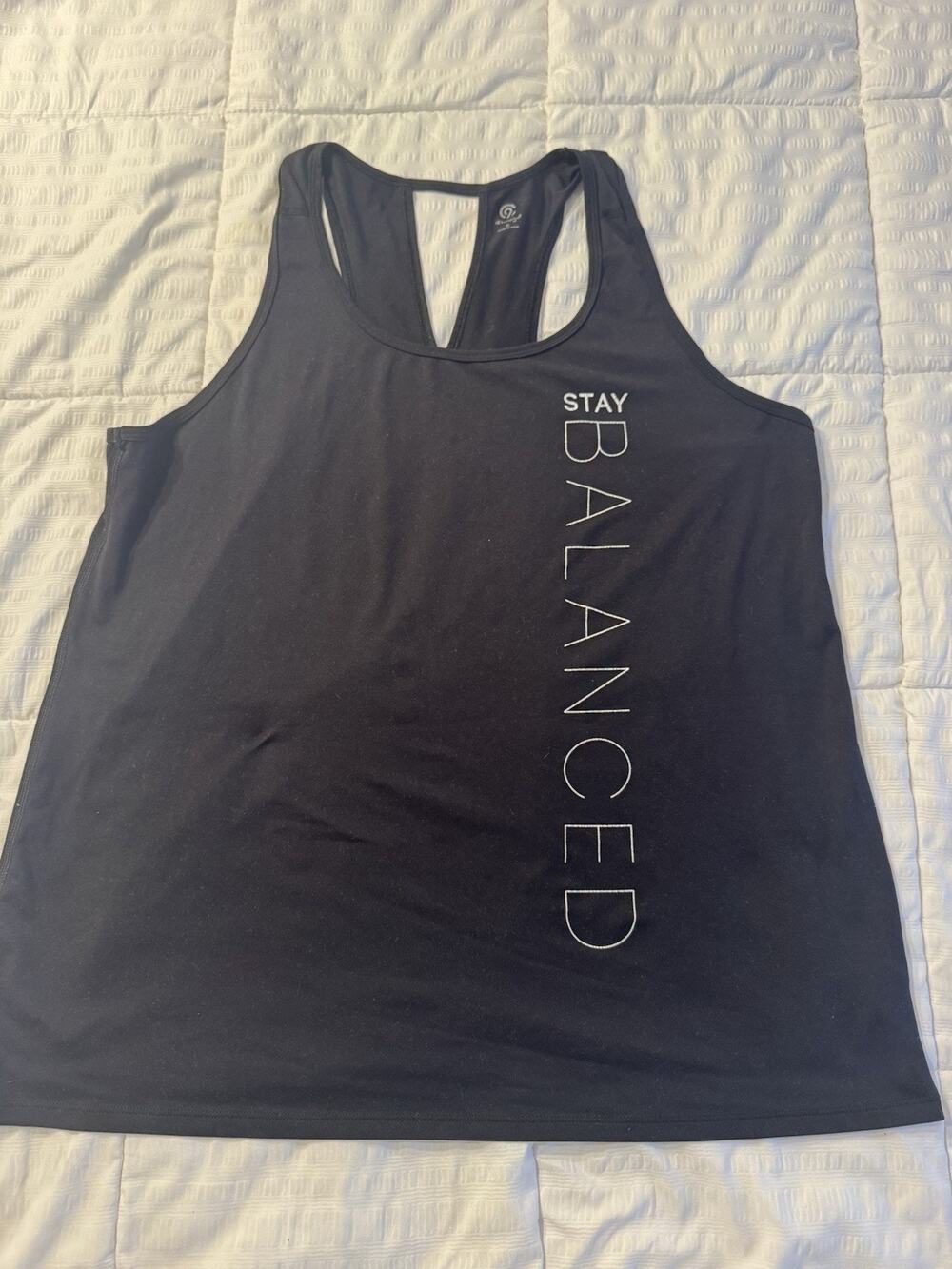 C9 Champion Women's Graphic Tank Black XL Stay Balanced Racerback Duo Dry